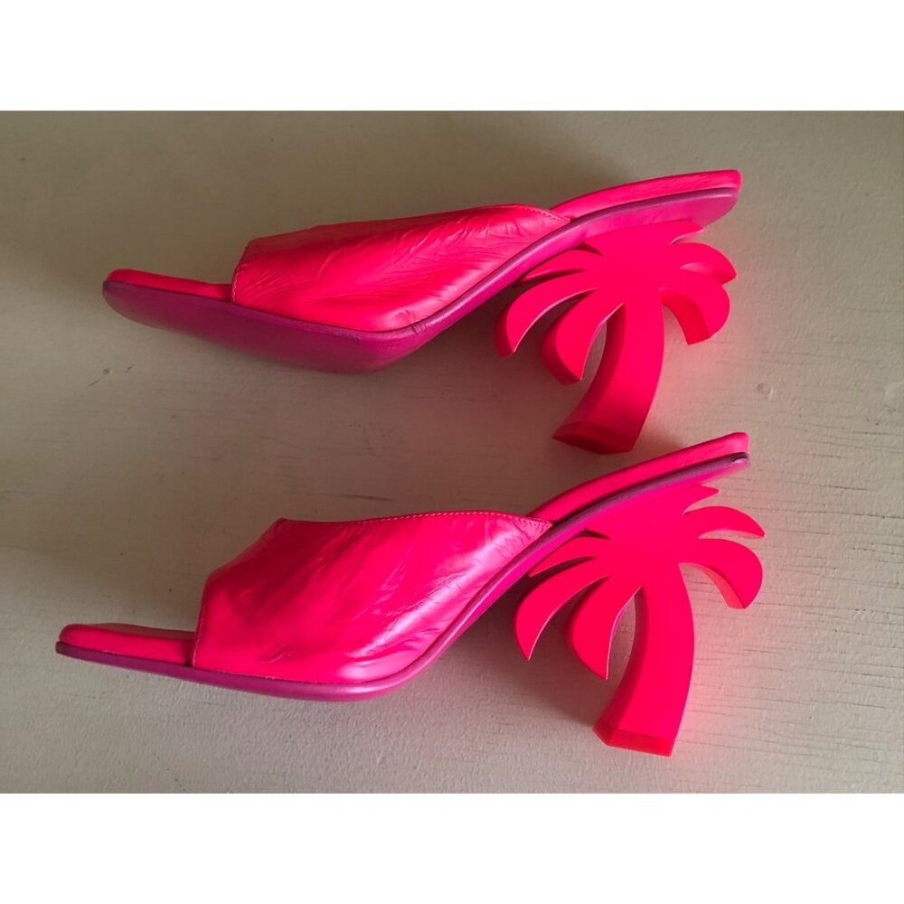 Women's Palm Angels Mule FUCHSIA Neon Pink Palm Tree Heel Size 37 / 6.5 - Picture 7 of 12